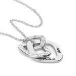 Teres Engraved Necklace with Diamonds in Silver