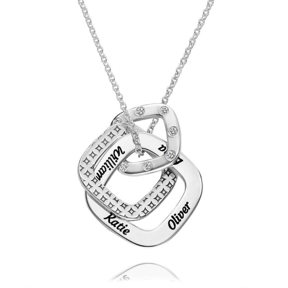 Teres Engraved Necklace with Diamonds in Silver