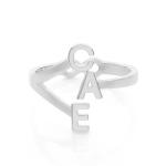 Three Initial Infinity Ring in Silver