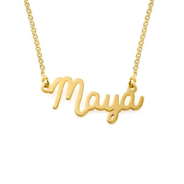 Tiny Cursive Name Necklace in Gold