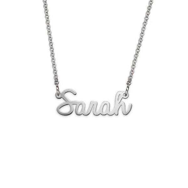 Tiny Cursive Name Necklace in Silver