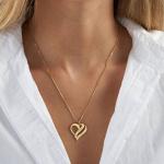 Two Hearts Forever One Necklace with Diamonds in Gold