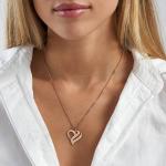 Two Hearts Forever One Necklace with Diamonds in Rose Gold