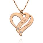 Two Hearts Forever One Necklace with Diamonds in Rose Gold