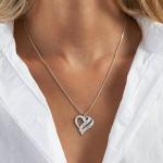 Two Hearts Forever One Necklace with Diamonds in Silver