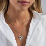 Two Hearts Forever One Necklace with Diamonds in Silver