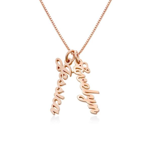 Vertical Name Necklace in Rose Gold