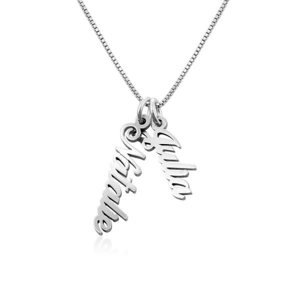 Vertical Name Necklace in Silver